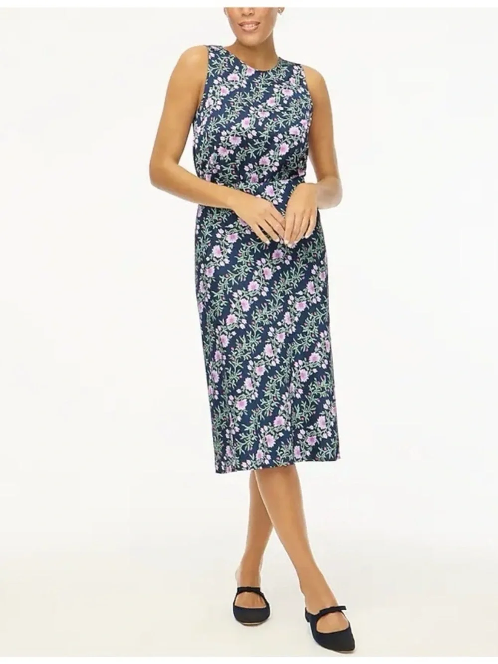 NEW J.Crew Factory Printed Bias Slip Skirt & Top Set Antique Navy Vintage Floral - Picture 1 of 12